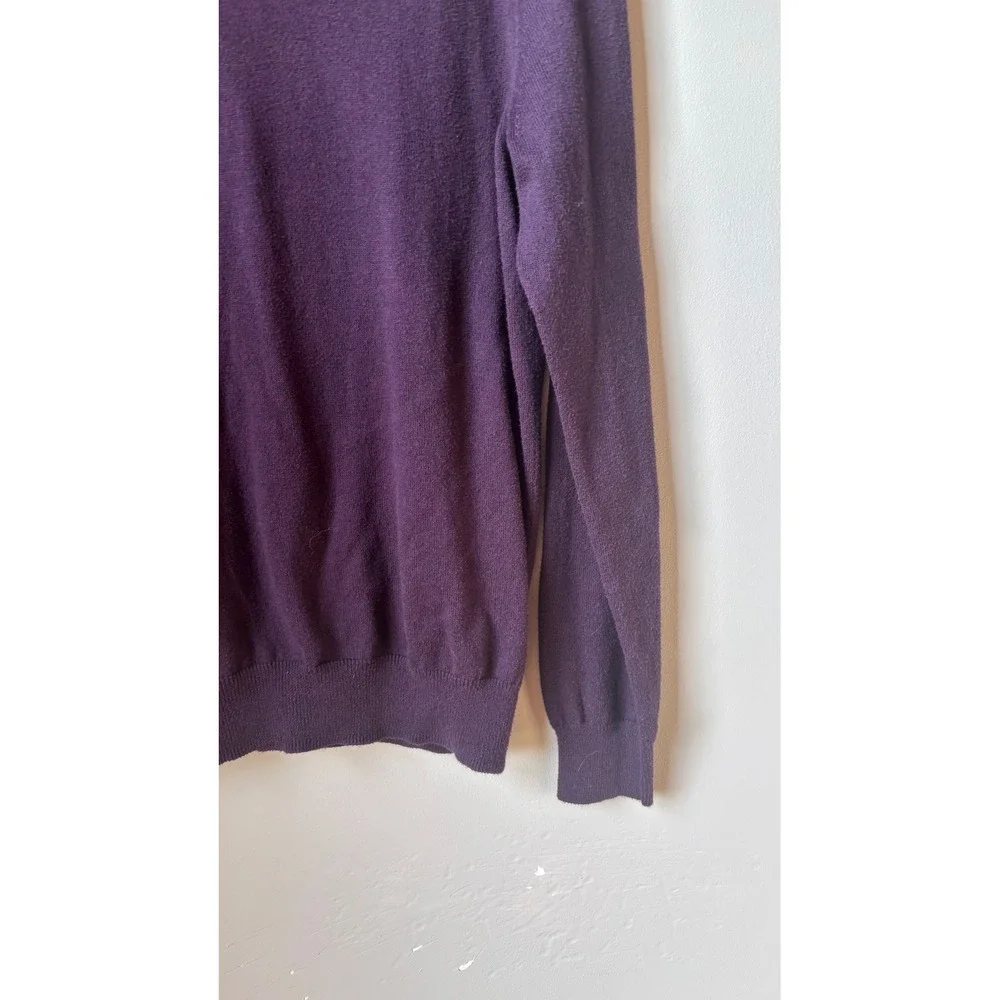 J.Crew Mens Small Purple V Neck Sweater Cotton Cashmere Blend Long Sleeve Knit